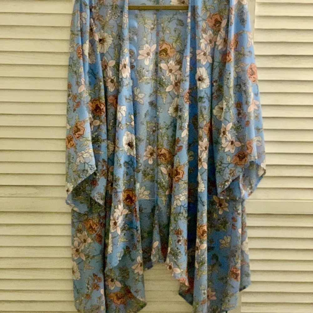 Torrid Blue Floral Kimono Cardigan